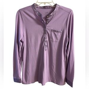 J Jill silk trim Henley lavender long sleeve Medium Petite